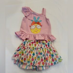 Bonnie Jean Colorful Pineapple Skort Set - Size 4/4T